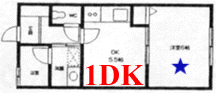 A 1DK: One room with a separate dining room/kitchen.